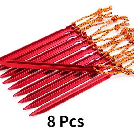 8Pcs/Lot 18CM Aluminum Alloy Tent Pegs Nail with Rope Camping Hiking Equipment Outdoor Traveling Tent Accessories