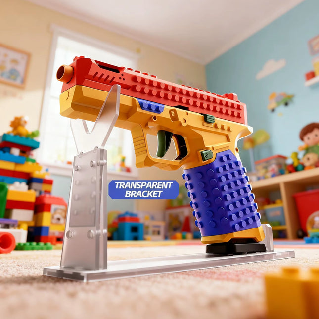 Building Block Gun. a Blue, Yellow and Red Gun. Toy Guns Can Be Fired. Collectible Desktop Ornaments. Gifts for Children.