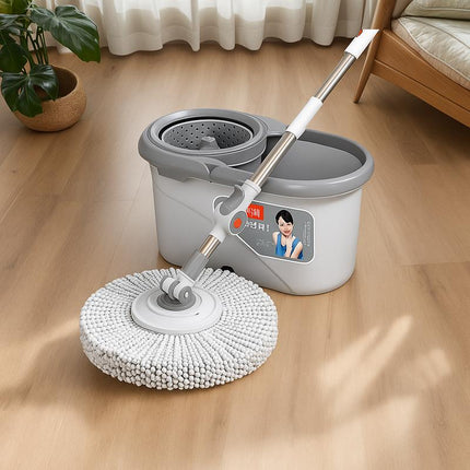 360° Spin Mop and Bucket Set with 2 Microfiber Refills, Astainless Steel Adjustable Telescopic Pole, and a Plasticbucket for Household General Cleaning.Wipes Steammop Roll Mop Magic Eraser Mop Supermop.