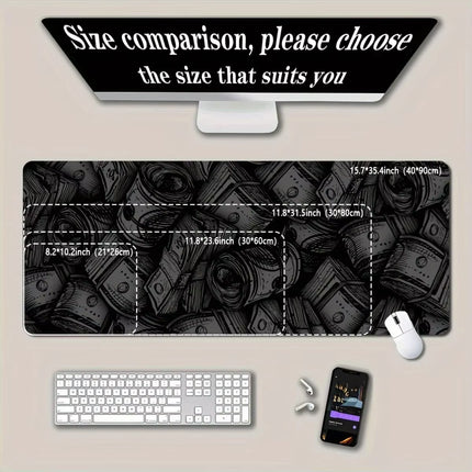 Money Coin Mouse Pad Extra-Large Durable Mousepads Non-Slip Black Home Office 400X900 Game Desk Mat Gaming Accessories Anime Rug
