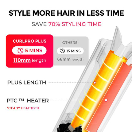 TYMO CURLPRO plus – Upgraded Automatic Rotating Curling Iron, 1-Inch Ceramic Long Barrel Curling Wand for Long Hair, Negative Ion for Flawless Christmas Holiday Gift Women Girlfriends Gifts,Gift Boxes,Gift Baskets,Best Gift Ideas