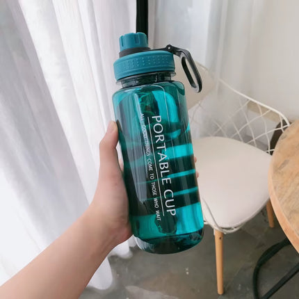 1000Ml Large Capacity Sports Water Bottle Leakproof Plastic Water Jugs with Handheld Ring Outdoor Cyclinghiking Beach Gym Kettle