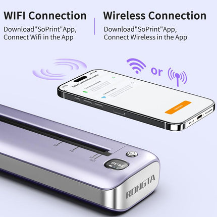 RONGTA Portable Printers Wireless for Travel Support 8.5" X 11" US Letter Bluetooth Thermal Inkless Mobile Printer for Office Home