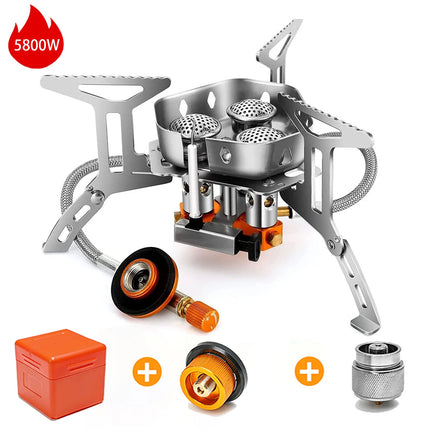 Outdoor Camping Head Stove Tourist Portable Windproof Stove Camping Picnic Survive Burner 5800W Big Power Foldable Gas Stove