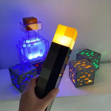 Minecraft Brownstone Torch LED Lamp Touch USB Rechargeable Night Light Kids Xmas Durable Smartphones