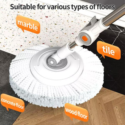 360° Spin Mop and Bucket Set with 2 Microfiber Refills, Astainless Steel Adjustable Telescopic Pole, and a Plasticbucket for Household General Cleaning.Wipes Steammop Roll Mop Magic Eraser Mop Supermop.