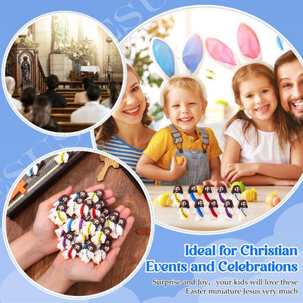 Bememo 30 Pcs Little Jesus Figures Original Design Jesus Love You Mini Rubber Toys to Hide and Seek Christmas Religious Party Favors Sunday School Baptism Gifts(Lively Colors)