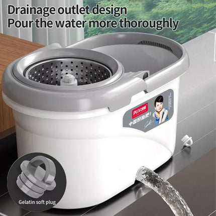 360° Spin Mop and Bucket Set with 2 Microfiber Refills, Astainless Steel Adjustable Telescopic Pole, and a Plasticbucket for Household General Cleaning.Wipes Steammop Roll Mop Magic Eraser Mop Supermop.