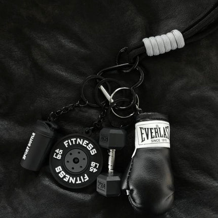 Creative Sport-Inspired Keychain Bag Charm, Mini Boxing Glove & Weight Pendant, Trendy Key Ring Accessory