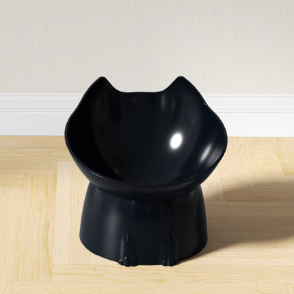 1Pc Whiskerware Elevated Cat Bowl, Anti-Tip Plastic Raised Pet Feeding Dish with Tilted Edge, Neck Protection Kitty Food