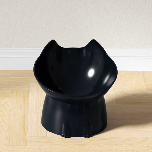 1Pc Whiskerware Elevated Cat Bowl, Anti-Tip Plastic Raised Pet Feeding Dish with Tilted Edge, Neck Protection Kitty Food