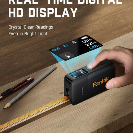 【Christmas Gift】Fanttik A10 Pro 2-In-1/A10 Apex 3-In-1 Digital Laser Tape Measure with HD IPS Color Display, 165Ft Rechargeable Laser Measurement Tool & 9.8Ft Measuring Tape, 6 Units Selectable, for Distance/Area/Volume Christmas Gift Industrial Home