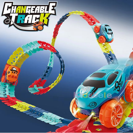 DIY Assembled Race Track Toy Car Set Electric Rail Car Train Track Magic Flexible Speed Railway Racing Boy Toys for Kids Gifts