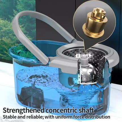 360° Spin Mop and Bucket Set with 2 Microfiber Refills, Astainless Steel Adjustable Telescopic Pole, and a Plasticbucket for Household General Cleaning.Wipes Steammop Roll Mop Magic Eraser Mop Supermop.