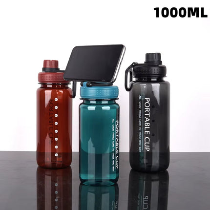 1000Ml Large Capacity Sports Water Bottle Leakproof Plastic Water Jugs with Handheld Ring Outdoor Cyclinghiking Beach Gym Kettle