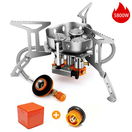 Outdoor Camping Head Stove Tourist Portable Windproof Stove Camping Picnic Survive Burner 5800W Big Power Foldable Gas Stove