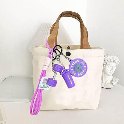 Fitness Keychain Set, Msilicone Dumbbell Kettlebell Weight Plate Keychains, Cute Keychain Gym Accessories for Men Women Keychain Gift High Quality Fashion Jewelry Jew Lery