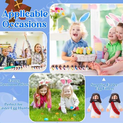 Bememo 30 Pcs Little Jesus Figures Original Design Jesus Love You Mini Rubber Toys to Hide and Seek Christmas Religious Party Favors Sunday School Baptism Gifts(Lively Colors)
