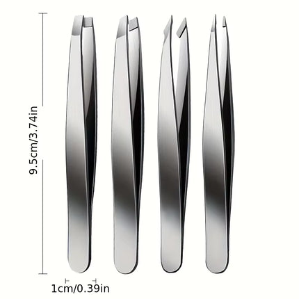 4Pcs Set Professional Tweezers Set Perfect for Eyebrow Hair Removal Splinter Very Effortless and Relaxed to Remove