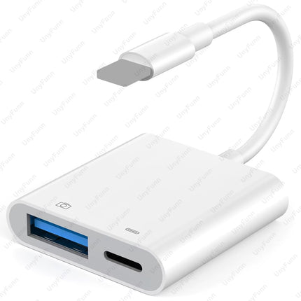 OTG Adapter with Charging Port for Iphone Trail Camera Adapter for Lighting USB Adapter for Iphone Card Reader USB Flash Stick