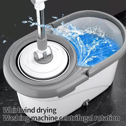 360° Spin Mop and Bucket Set with 2 Microfiber Refills, Astainless Steel Adjustable Telescopic Pole, and a Plasticbucket for Household General Cleaning.Wipes Steammop Roll Mop Magic Eraser Mop Supermop.