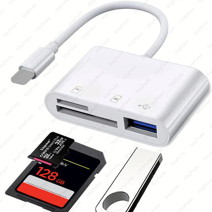 OTG Adapter with Charging Port for Iphone Trail Camera Adapter for Lighting USB Adapter for Iphone Card Reader USB Flash Stick