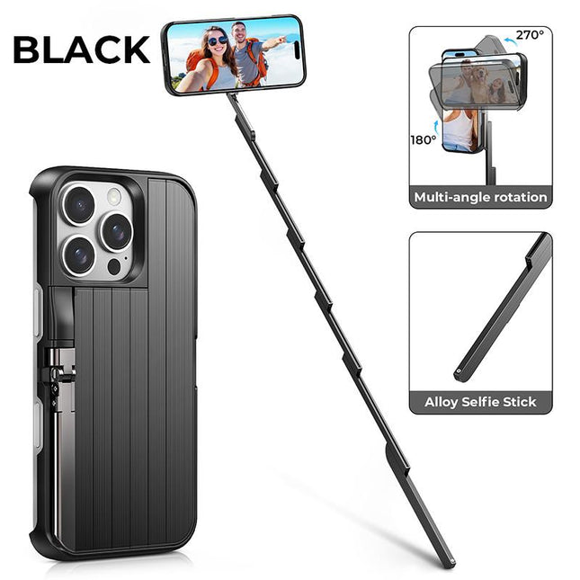 TIDEOK Bluetooth & Extendable Selfie Stick Phone Case for Iphone 13/14/15/16, Shockproof Protection, Abs+Alloy – Handheld for Concerts & Travel